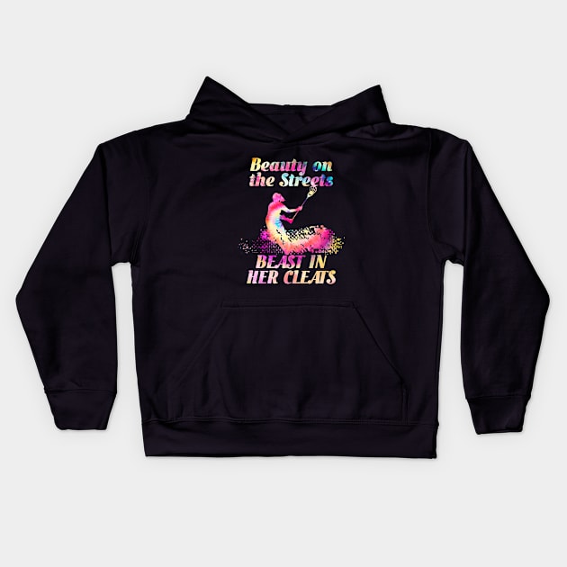 Lacrosse - Beauty On The Streets Beast In Her Cleats Kids Hoodie by Kudostees